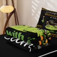 thumbnail image 5 of Erosebridal Cartoon Camping Zipper Twin Comforter Sets with Fitted Sheet and 2 Pillowcases for Boys Girls, With A Grill Print Zipper Bedding Set, Black Green, Black Reversible, 4-Piece, 5 of 7