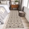 thumbnail image 4 of Brown Flowers 2'x6' Runner Rugs for Hallway Kitchen Bedside Non Slip Washable, Vintage Country Abstract Floral Patterned Entryway Rug Runners with Rubber Backing, Long Carpet Runner for Laundry Room, 4 of 8