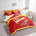 thumbnail image 3 of Feelyou Football Athlete Helmet Bedding Comforter Set 7 Pieces, Red Gold Abstract Full Bedding Set, Rugby Sports Theme Reversible Fitted Sheet Flat Sheet, Microfiber Bedroom Decor, 3 of 7