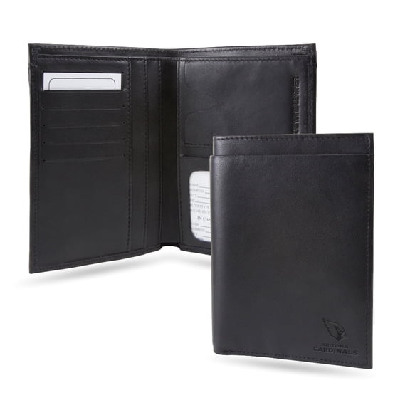 Arizona NFL Cardinals Black Leather Traveling Bilfold Wallet w/ RFID Blocking- 14 total slots/pockets