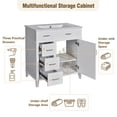 thumbnail image 5 of EUROCO 30" Bathroom Vanity with Ceramic Sink,Solid Wood Bathroom Makeup Cabinet with Soft Close Door,Adjustable Shelf and 3 Drawers,Free Standing Single Basin Vanity Set for Bathroom,White, 5 of 7