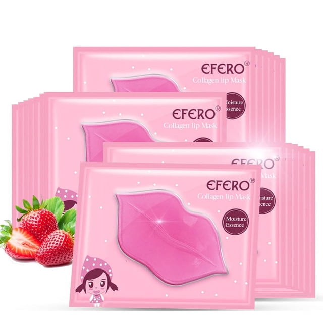Paquete de 20 mascarillas de colágeno en gel para el cuidado de los labios, esencia hidratante, elimina la piel muerta, almohadillas antiagrietadas, mascarillas para labios secos