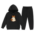 thumbnail image 3 of Glisme Girls Outfit Set Graphic Print Long Sleeve Hooded Tops With Pants Outfit Halloween Casual Girls Set Size 2-3 Years Black, 3 of 3
