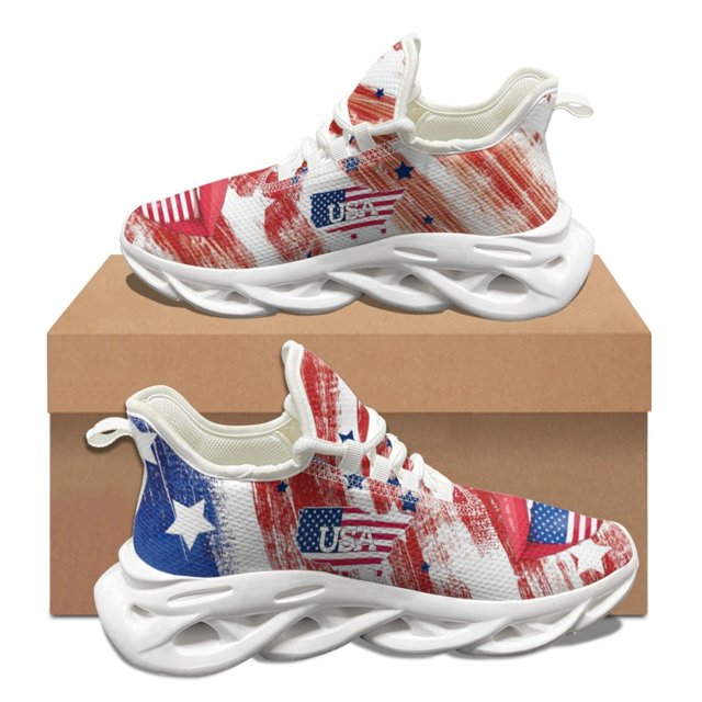Nuevos zapatos con patrón de banderas de países de EE. UU. para parejas, zapatillas de tenis para otoño e invierno, para el trabajo, el hospital, para mujer, para correr, calzado ligero, bricolaje