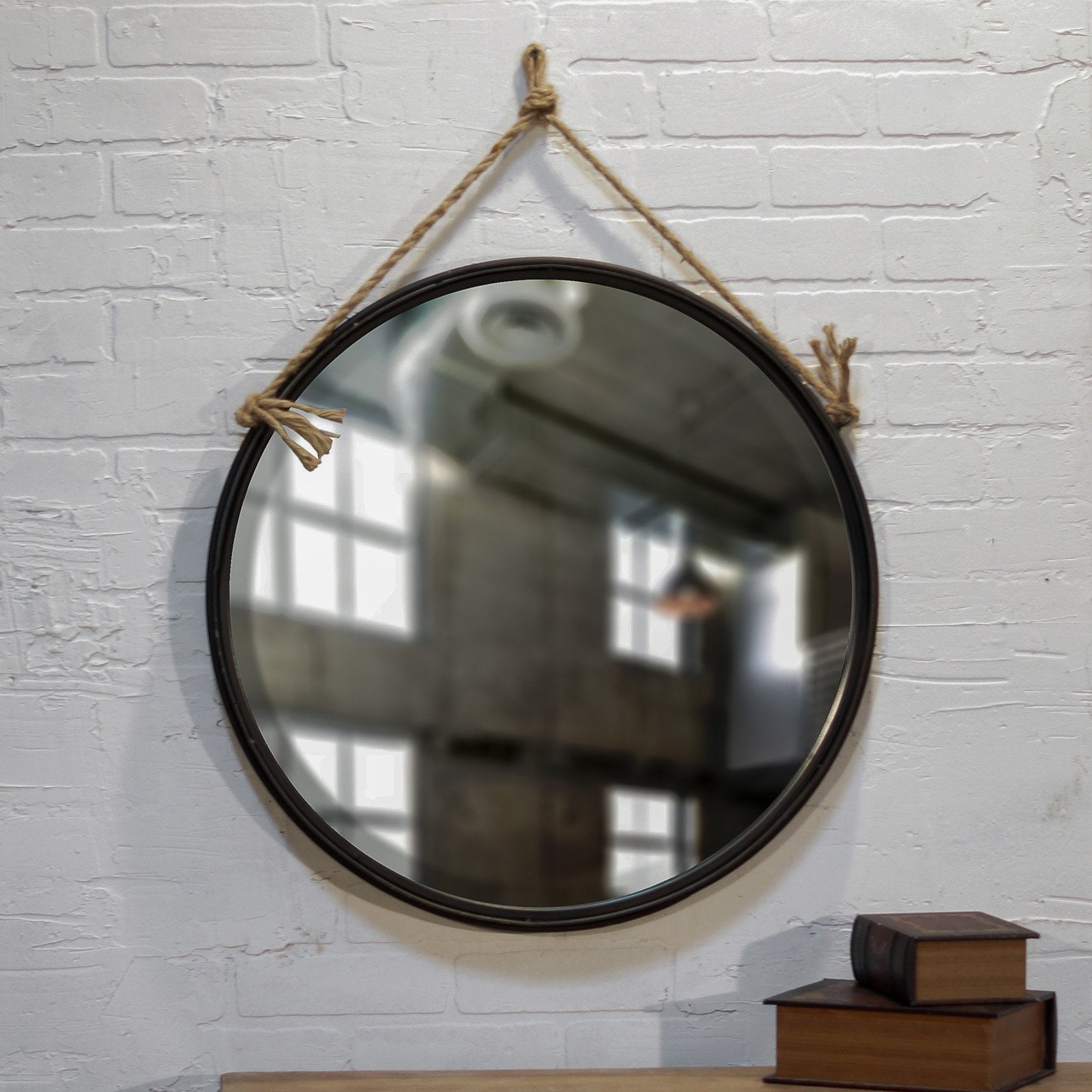 American Mercantile Metal Round Hanging Mirror