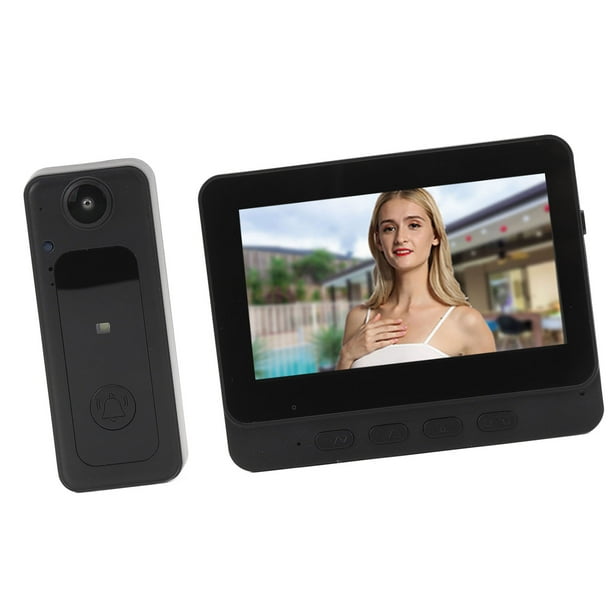 De timbre de video inalámbrico, Pantalla de videos de videos de Pantalla de 4,3 Pulgadas Pantalla de Cámaga 1080p IP65 Impermeable para apartamento