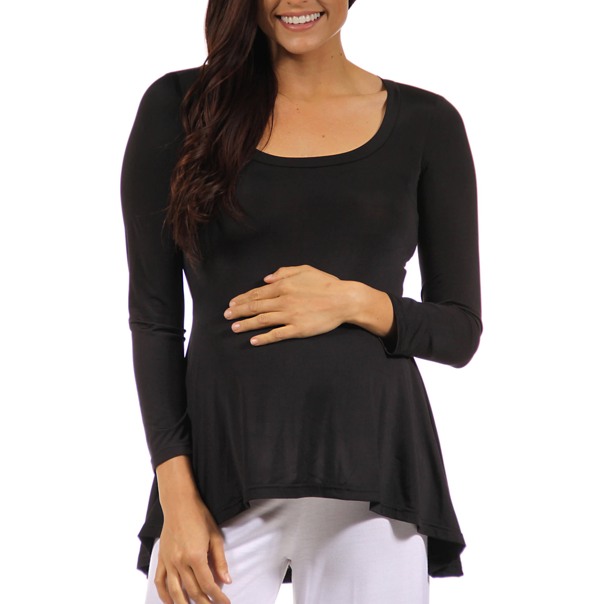 Womens Long Sleeve High Low Maternity Tunic Top 