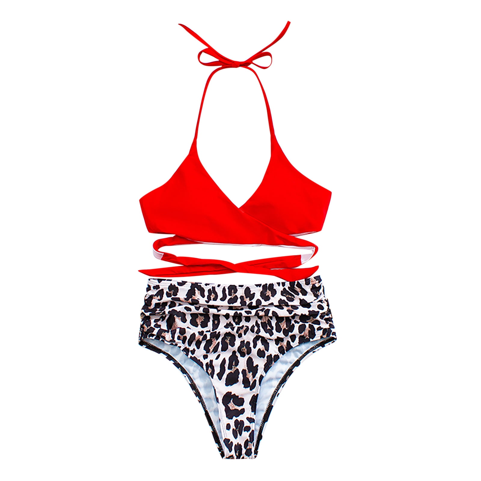 Ladies Swimsuits Sexy Bikini Summer Swimming 2Piece Set Women Leopard
