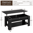thumbnail image 7 of Alden Design 39 in Lift Top Coffee Table with Hidden Compartment & Storage for Living Room, Black, 7 of 7