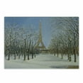 thumbnail image 1 of Country Cutting Board, Winter Scene of Historical Eiffel Tower in Paris Snowy City Europe Urban View, Decorative Tempered Glass Cutting and Serving Board, Small Size, White Blue Grey, by Ambesonne, 1 of 1