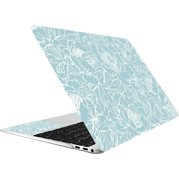 September Peony Laptop Skin Sticker Decal Blue Laptop Cover Decals 12 13 13.3 14 15 inch Skin Sticker Cover Art Protector Notebook Wrist Pad Included Decorative for DIY