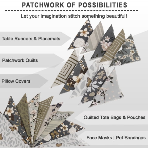 Soimoi 40 Pcs 10 x 10 inches Printied Quilting Fabric Bundles Precut, DIY Cotton Fabric Square, Printed Layer Cakes Patchwork Materials for Craft, Charm Squares for Quilts, Sewing