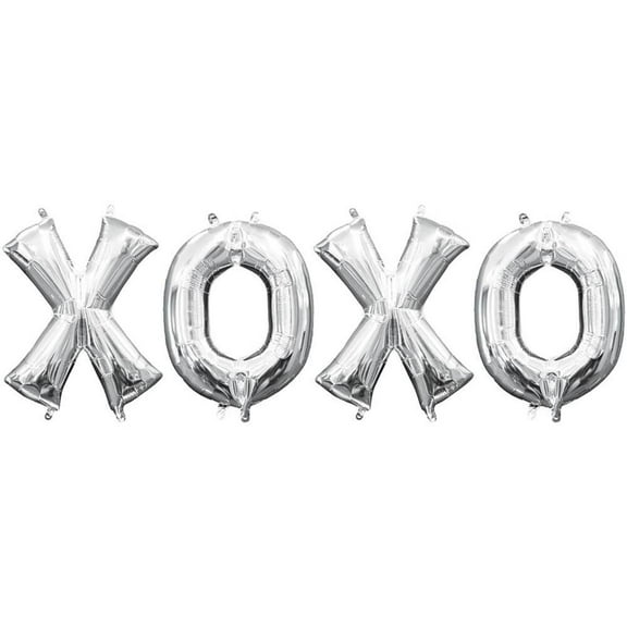 16 inch Xoxo - Letters Kit (Air-Fill Only) Foil Mylar Balloon - Silver - Party Supplies Decorations