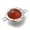 thumbnail image 2 of Natural Carnelian(Dyed & Heated) Flat Round Links Connector Charms with Textured Brass Findings Platinum 18.5x13x5.5mm Hole: 1.6mm DIY, 2 of 3