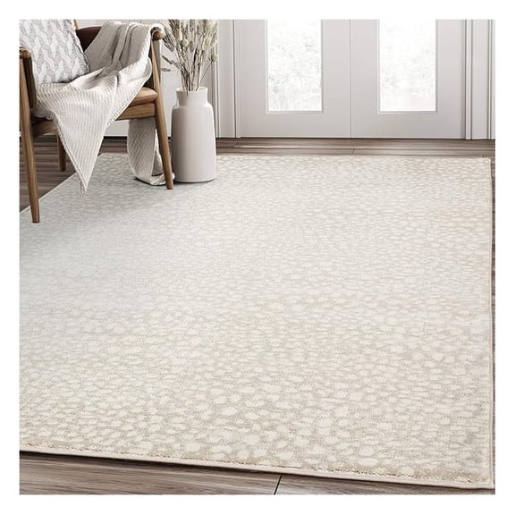 Beige Cheetah Print 5'3" x 7'6" Area Rug Rugs, Arto Collection - Contemporary Durable Accent Rug