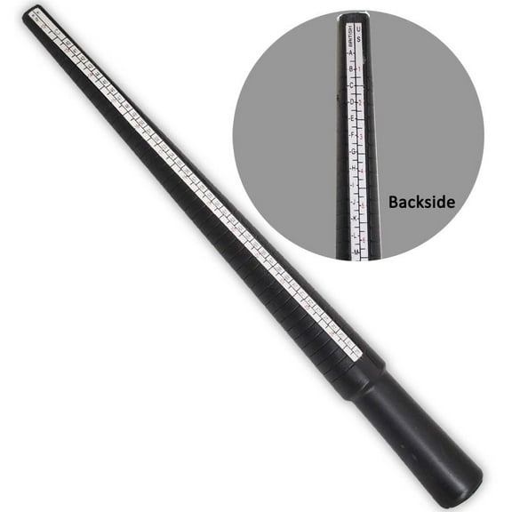 BENCH WIZARD 11.5" Black Plastic Ring Stick | Dual-Sided Design | US 1-16 & British A-Z, 1-6 Measurements | Lightweight & Accurate