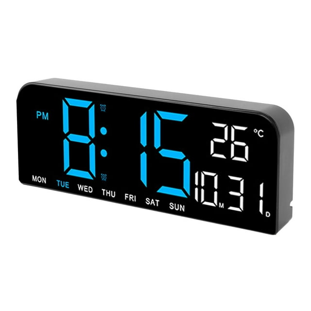 Digital Alarm Clock, Large LED Display Desk Wall Clock, Adjustable Brightness 12 24H Display, Electric Wall Clock for Living Room, Bedroom, Kitchen, Office