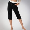 thumbnail image 3 of Cotton Linen Capri Pants for Women Spring Summer Elastic Waist Relaxed Fit Straight Leg Capris with Pockets, 3 of 7