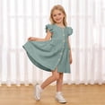thumbnail image 2 of Splozh Summer Dresses 2T 3T 4T 5T 6T 7T Toddler Fall Dress with Bag Girls Ruffle Dress Casual Summer Clothes for Baby Girls,Green,2-3 Years, 2 of 9