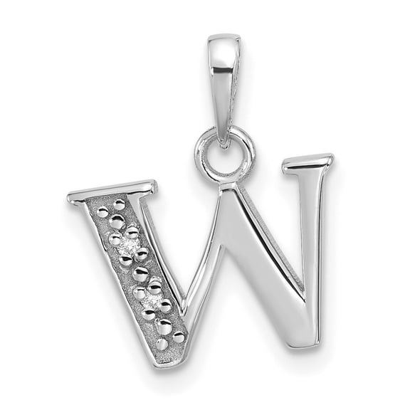 14k White Gold Diamond Letter W Initial Pendant Necklace Measures 18mm Long Jewelry for Women