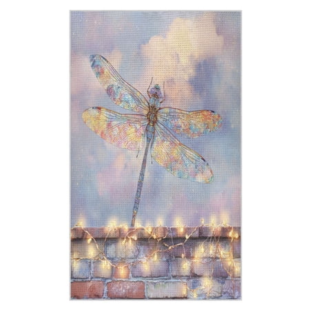 Wobogo Colourful Dragonfly Waffle Weave Kitchen Towels 1 Pack Absorbent Microfiber Dish Towels Quick Dry Cleaning Cloth