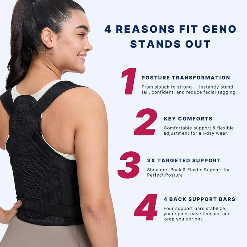 Back Support Posture Corrector, Suitable for Men and Women, Shoulder Corrector, Adjustable Full Back Support, Relieves Upper and Lower Back Pain - Scoliosis, Hunchback, Hunchback, Thoracic, Spinal