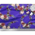 thumbnail image 2 of Soimoi Blue Viscose Chiffon Fabric Ranunculus & Penoy Floral Print Printed Fabric 1 Yard 42 Inch Wide, 2 of 3