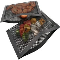 BBQ Mesh Grill Bags for Outdoor Grill Reusable, 2 PCS Non-Stick Barbecue Bags for Charcoal Gas Electric Grills Smokers BBQ Veggie Grill Bags for Cooking Vegetables Grilling Bag Pouches Heat-Resistant