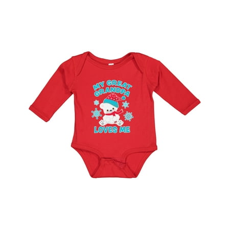 

Inktastic Polar Bear My Great Grandpa Loves Me in Santa Hat Gift Baby Boy or Baby Girl Long Sleeve Bodysuit