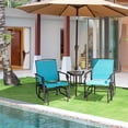 thumbnail image 3 of Patiojoy Patio Double Rocking Chair Outdoor 2-Seat Swing Glider Chair W/ Center Table & Umbrella Hole Turquoise, 3 of 10