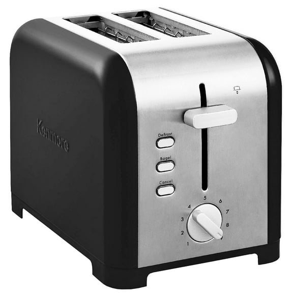 Kenmore 2-Slice Toaster, Stainless Steel, Bagel, Cancel, Defrost, Removable Crumb Tray
