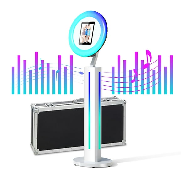 HARZHI 10.2" IPad Photo Booth Machine Portable Metal Shell Adjustable Stand Photobooth Machine Shell With Remote Control(Flight Case)