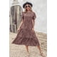 thumbnail image 2 of Vestido PRETTYGARDEN Boho Floral con Volantes y Mangas Abullonadas de Largo Midi Talla M, 2 of 6