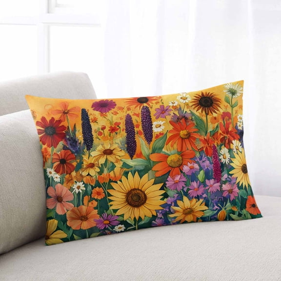 Colorful Flowers King Size Pillow Cover, Pillowcase Protectors with Zipper, Breathable Decorative Throw Pillow Case Cover, Farmhouse Sunflower Daisy Pillow Shams for Couch Sofa 20x36Inch