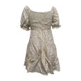 thumbnail image 3 of WILLBEST Vestidos Florales Para Mujer 2025 Nuevo Vestido A Cuadros De Cintura Alta Con Cuello Cuadrado Y Mangas Cortas, Vestido De Fiesta A La Moda Con Estampado De Cuadros, 3 of 3