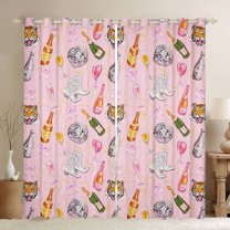 Feelyou Fashion Girl Party Black Out Curtains, Western Cowgirl Boot Curtains Pack of 2 (42x63 Each), Juntle Tiger Animal Bedroom Curtains, Blackout Curtains Bedroom Decor