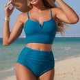 thumbnail image 2 of Zpanxa High Waisted Bikini Set with Waist Drawstring Women's V Neck Ruched Two Piece Swimsuit, 2 of 3