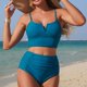 thumbnail image 1 of Conjuntos de bikini para mujer, bikinis de cintura alta con cuello en V y cordón ajustable, traje de baño fruncido, conjunto dividido, traje de baño de dos piezas para mujer, traje de baño de 2 piezas, 1 of 3