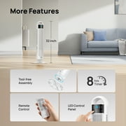 DREO Tower Fans for Home, 32 Standing Floor Fan, 26 Ft/S Bladeless Fan with Remote, 90° Oscillating, 3 Modes, 3 Speeds, LED Display, 8H Timer, 22dB Ultra Quiet Room Fan