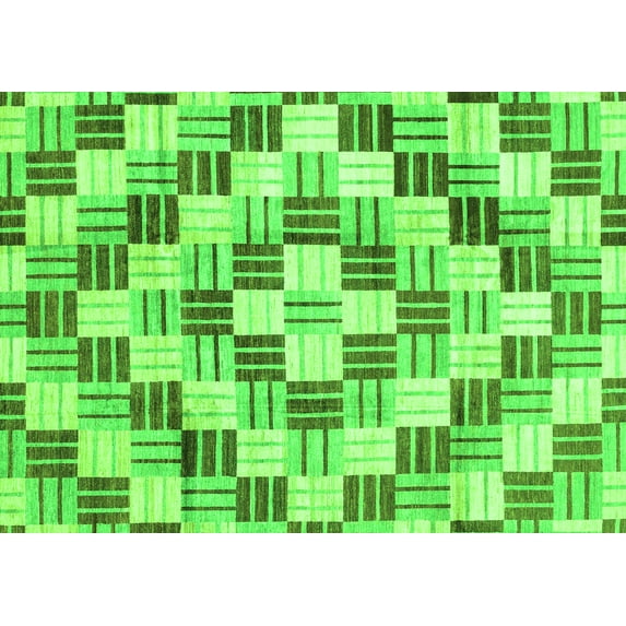 Ahgly Company Indoor Rectangle Checkered Green Modern Area Rugs, 5' x 8'