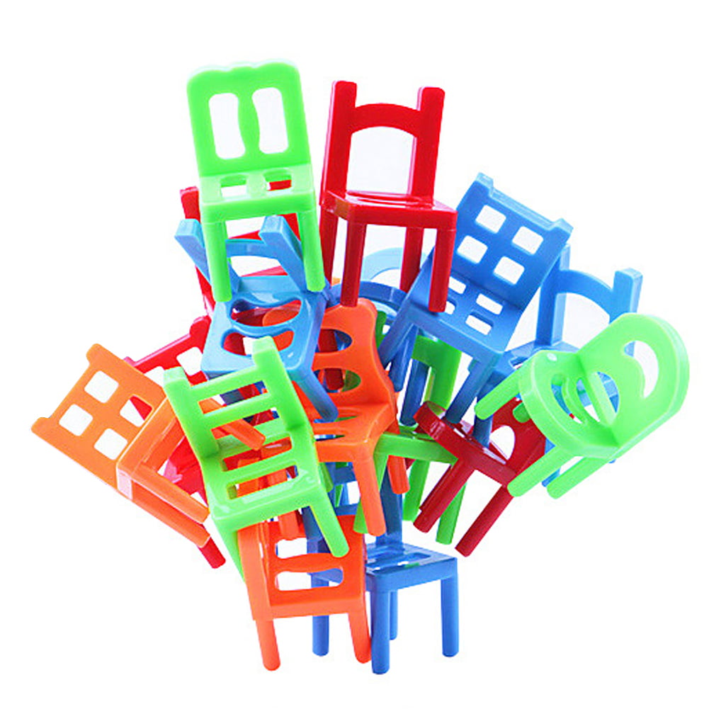 18X Plastic Balance Toy Stacking Chairs for Kids Desk Play Game Toys *DC 