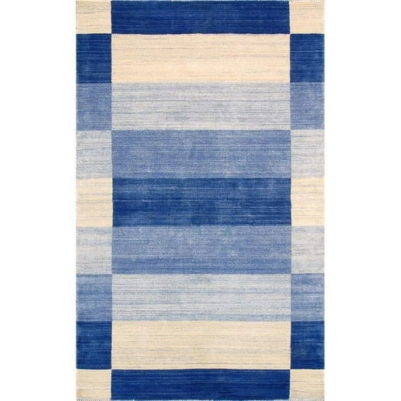 Pasargad Home Gramercy 5' x 8' Hand-Loomed Silk and Wool Blue Rug, For Indoor Space and all Age of Group