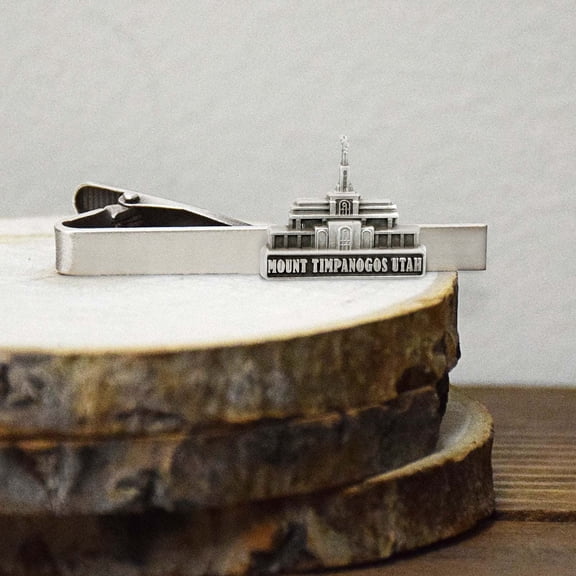 Mount Timpanogos Utah Antique Silver Temple Tieclip by Ringmasters