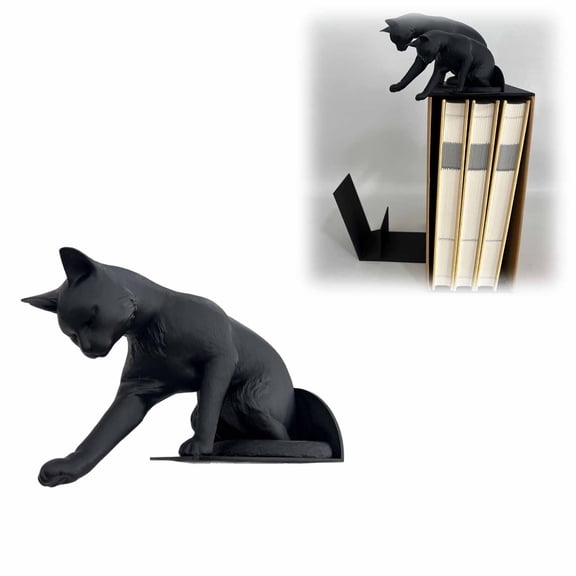 Cat Shaped Decorative Bookend Desktop Shelf Book Storage Holder for Home Study Office 5.91×3.94 Inch