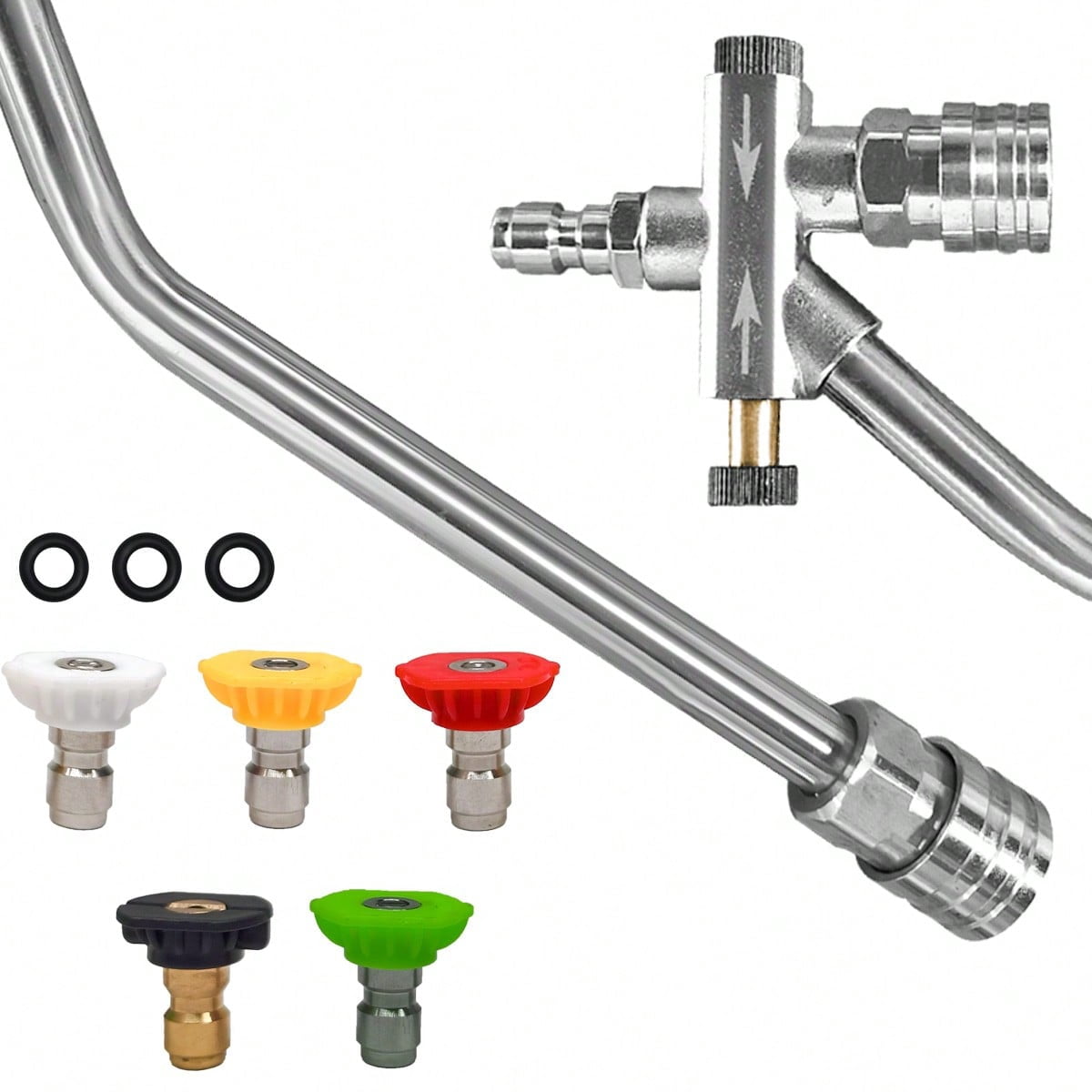 Foam Cannon Dual-Connector Accessory, Pressure Washer Double Tip Attachment for Foam Cannon, Pressure Washer Accessories with 1/4" Quick Connect for Car Wash, 5 Pressure Washer Sprayer Nozzles
