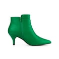 thumbnail image 3 of BLISSFUL STEP Women's Pointy Toe Zipper Buckle Decor Kitten Heels Ankle Boots Green 6.5, 3 of 7