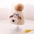 thumbnail image 2 of HGIEYS Toddler Winter Knit Beanie Cute Pilot Dog Embroidery Warm Pom Pom Hat for Baby Boys Girls 1-5 Years, 2 of 6