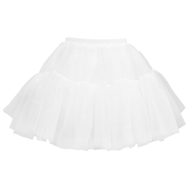 EeaseMX Falda tutú sin aros para mujer, color blanco, con enaguas y crinolina, ideal para cosplay y escenario.