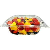 Koda Cup 48 oz. 3/4 Gallon-Size RPET Clear Plastic Hinged Lid Deli Meal Prep Fruit Salad Display Food Storage Containers  200/Case