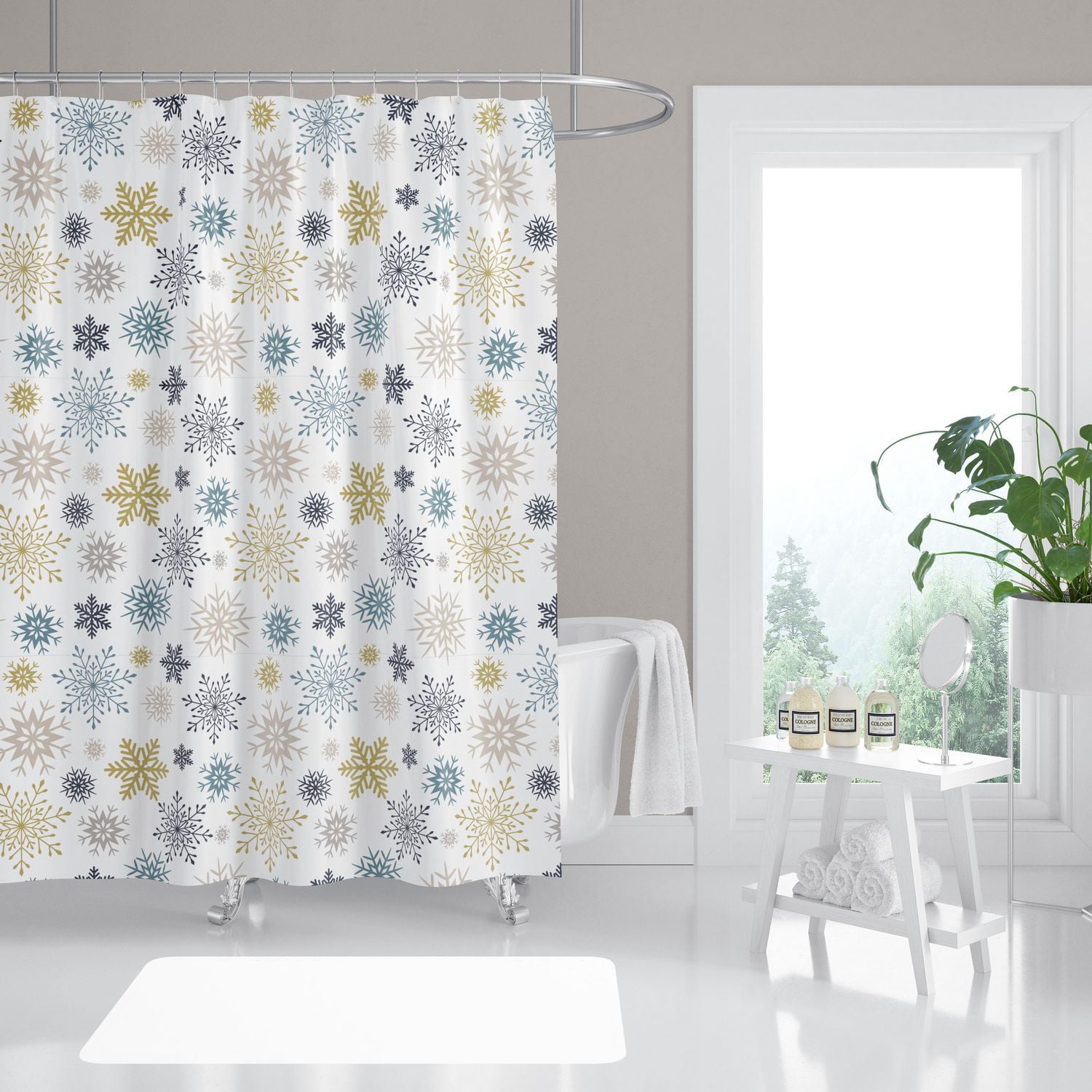 Snowflakes PEVA Shower Curtain